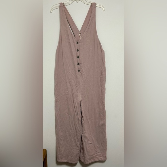 Free People Pants - Free People Mauve Rose Sleeveless Button-Front Jumpsuit